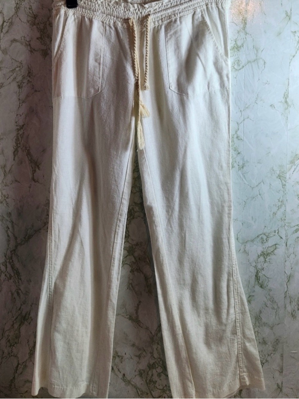 ROXY Ivory Color Pull On Linen Pants